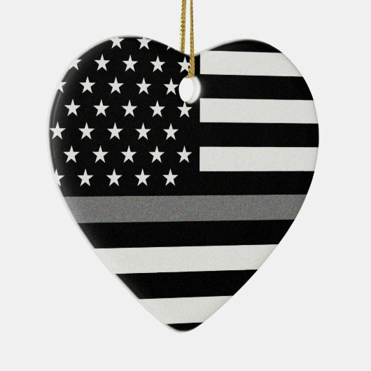 Thin-Graulinie-Flagge Keramik Ornament (Rechts)