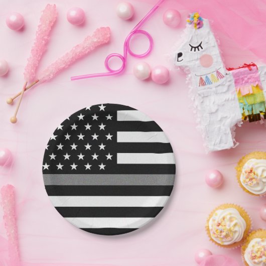 Thin-Graulinie-Flagge Pappteller (Party)