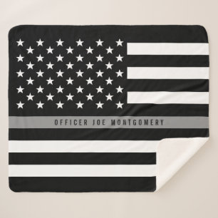 Thin Gray Line American Flag Monogram Med. Sherpadecke