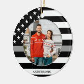 Thin Gray Line Silver Custom Foto Christmas Keramik Ornament (Links)