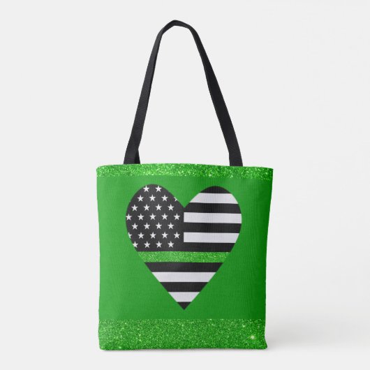 Thin Green Glitzer Line Tasche (Rückseite)