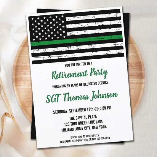 Thin Green Line American Flag Military Retication Einladung