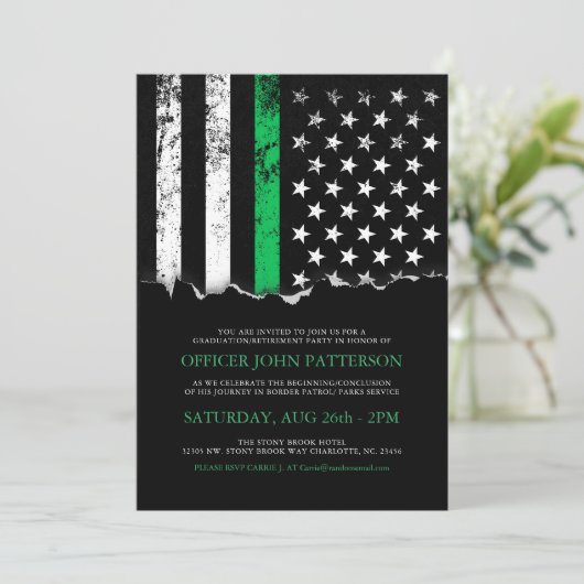 Thin Green Line American Flag Party|Event-Einladun Einladung (Stehend Vorderseite)