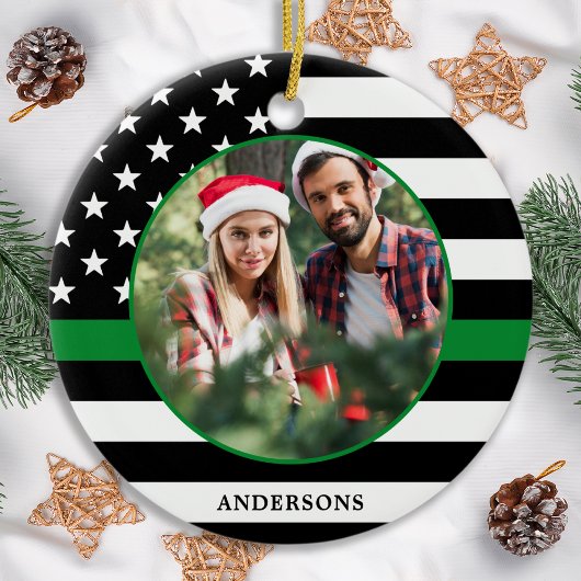 Thin Green Line Custom Foto Militärische Weihnacht Keramik Ornament
