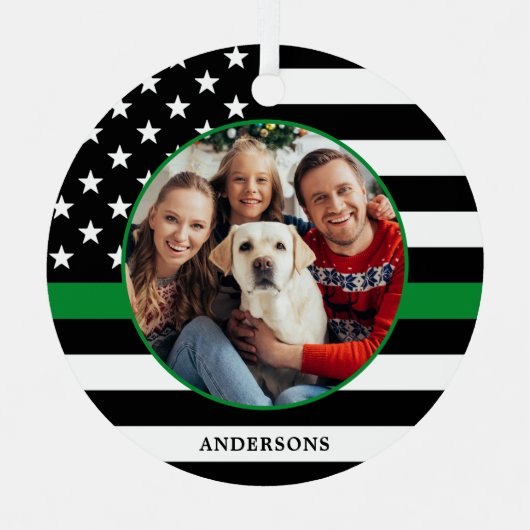 Thin Green Line Custom Foto Militärische Weihnacht Ornament Aus Metall (Vorderseite)