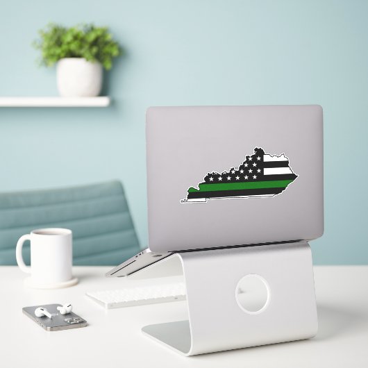 Thin Green Line Flag Kentucky Aufkleber (Laptop auf Schreibtisch)