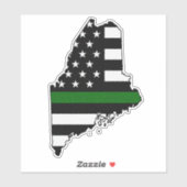 Thin Green Line Flag Maine Aufkleber (Blatt)