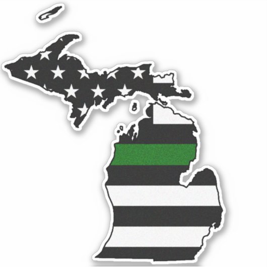 Thin Green Line Flag Michigan Aufkleber (Vorderseite)