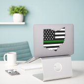Thin Green Line Flag Ohio Aufkleber (Laptop auf Schreibtisch)