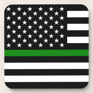Thin Green Line Flag: Patriotische Veteranen des M Getränkeuntersetzer
