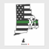 Thin Green Line Flag Rhode Island Aufkleber (Blatt)