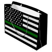 Thin-Green-Line-Flagge Große Geschenktüte (Rückseite Schrägansicht)