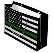 Thin-Green-Line-Flagge Große Geschenktüte (Vorderseite Schrägansicht)