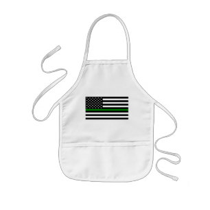 Thin Green Line Military & Veterans American Flag Kinderschürze