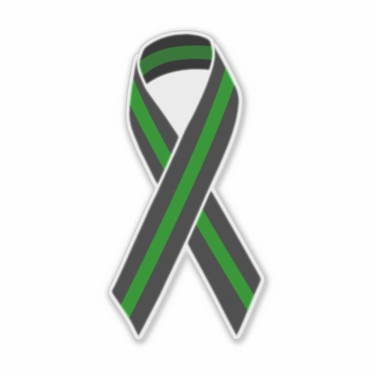 Thin Green Line Ribbon Aufkleber (Vorderseite)
