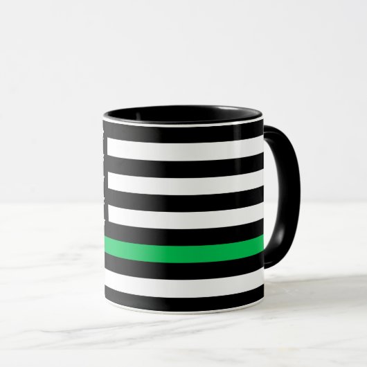 Thin Green Line Styling American Flag Individuelle Tasse (VorderseiteRechts)