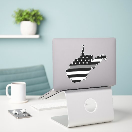 Thin Grey Line Flag West Virginia Aufkleber (Laptop auf Schreibtisch)