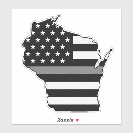 Thin Grey Line Flag Wisconsin Aufkleber (Blatt)