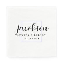 Thin Lavender Border Napkins mit Nachname