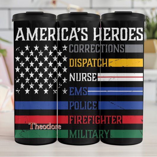 Thin Line America's Heroes Design Thermosbecher
