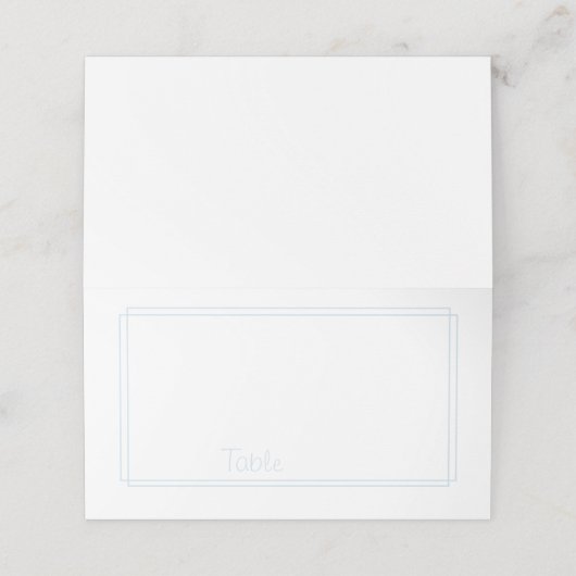 Thin Line Border l Blue and White Platzkarte (Außenseite Aufgefaltet)