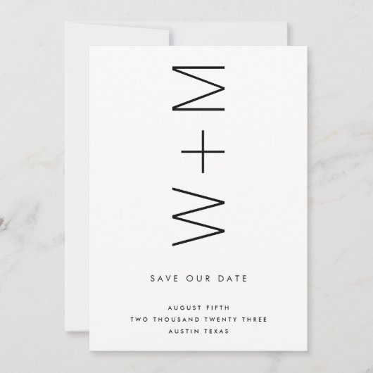 THIN MODERN MONOGRAMM NAMES SAVE THE DATE EINLADUNG (Vorderseite)