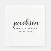 Thin Orange Border Wedding Napkins mit Nachname Serviette (Vorderseite)
