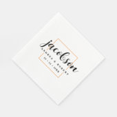 Thin Orange Border Wedding Napkins mit Nachname Serviette (Ecke)