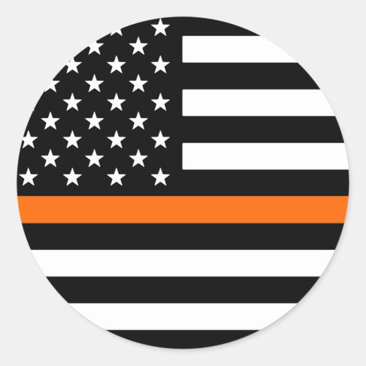 Thin Orange Line American Flag Runder Aufkleber (Vorderseite)
