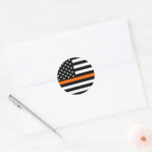 Thin Orange Line American Flag Runder Aufkleber (Umschlag)