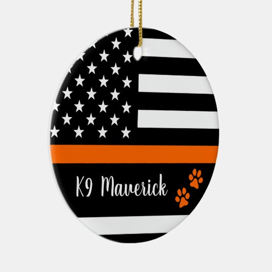 Thin Orange Line - Search & Rescue - SARS K9 Dog Keramik Ornament (Rechts)