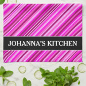 Thin Pink & Magenta Lines Muster + Individuelle Na Geschirrtuch (Gefaltet)