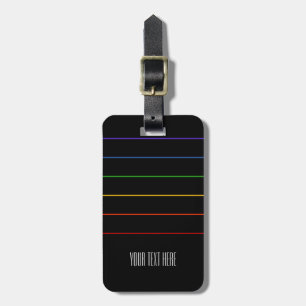 Thin Rainbow Stripes Black Text Gepäckanhänger