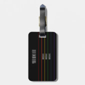 Thin Rainbow Stripes Black Text Gepäckanhänger (Rückseite vertikal)