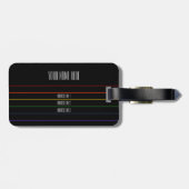Thin Rainbow Stripes Black Text Gepäckanhänger (Rückseite horizontal)