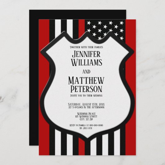 Thin Red Line Abzeichen Einladung (Vorne/Hinten)