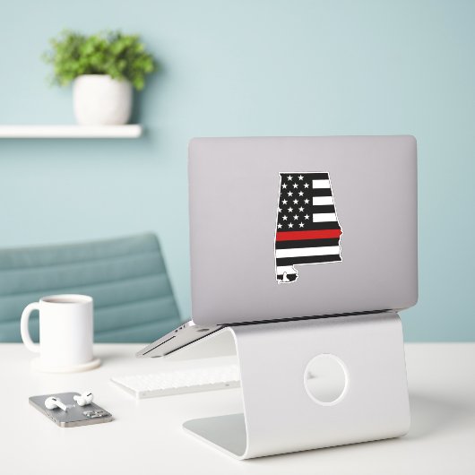 Thin Red Line Alabama Flag Aufkleber (Laptop auf Schreibtisch)