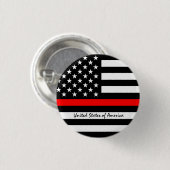 Thin Red Line & American Flag Fireman / USA Button (Vorne & Hinten)