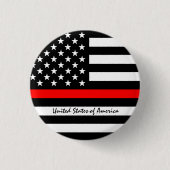 Thin Red Line & American Flag Fireman / USA Button (Vorderseite)