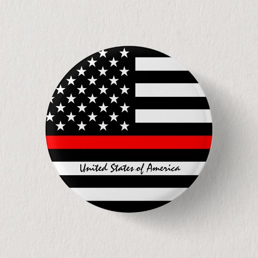 Thin Red Line & American Flag Fireman / USA Button (Vorderseite)