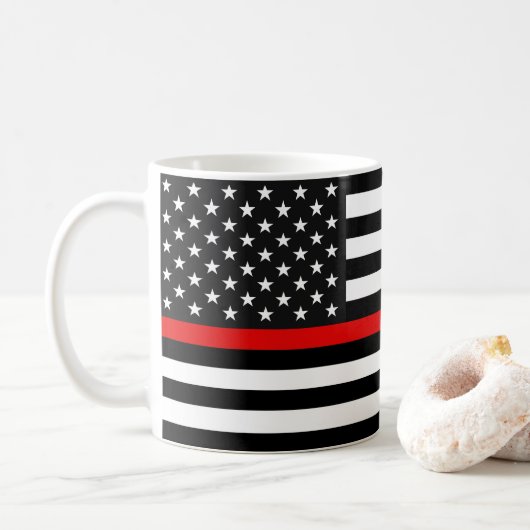 Thin Red Line American Flag Kaffeetasse (Mit Donut)