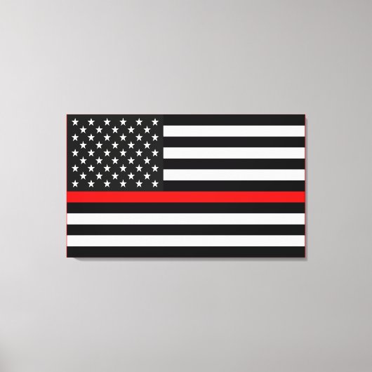 Thin Red Line American Flag Leinwanddruck (Vorderseite)