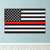 Thin Red Line American Flag Leinwanddruck (Insitu (Holzboden))