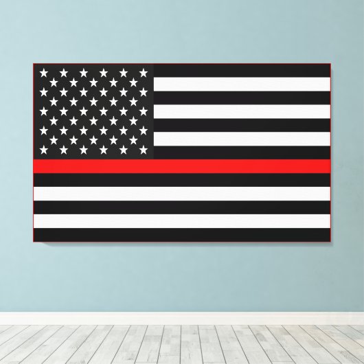 Thin Red Line American Flag Leinwanddruck (Insitu (Holzboden))