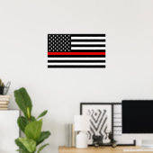 Thin Red Line American Flag Poster (Heimbüro)
