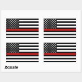 Thin Red Line American Flag Rechteckiger Aufkleber (Blatt)