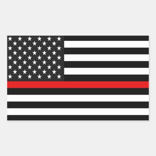Thin Red Line American Flag Rechteckiger Aufkleber (Vorderseite)