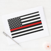 Thin Red Line American Flag Rechteckiger Aufkleber (Umschlag)
