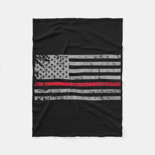 Thin Red Line American USA Flaggen Fireman Unterst Fleecedecke (Vorderseite)