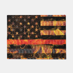 Thin Red Line and Flames Fußmatte